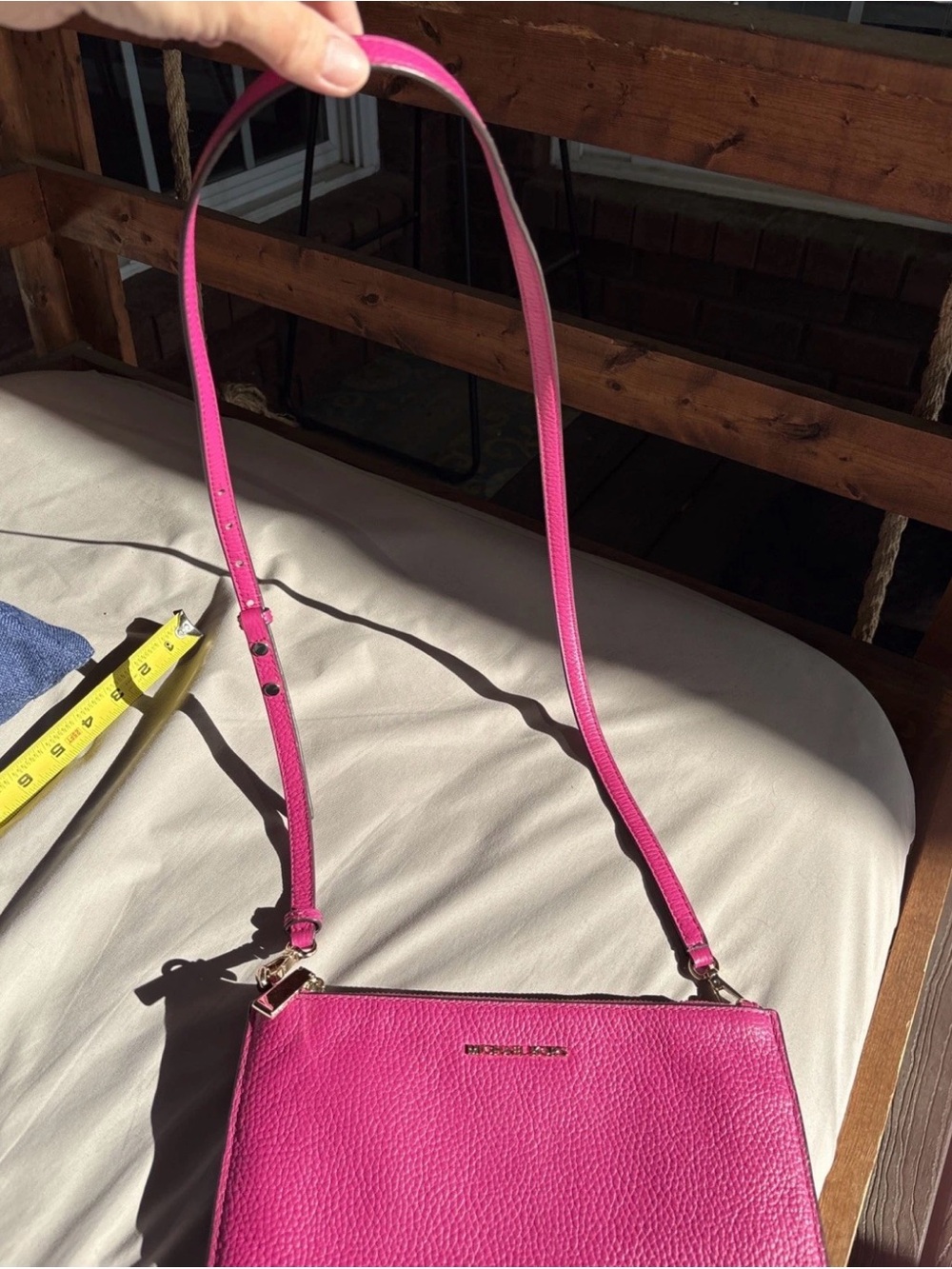Michael Kors Jet Set LG DBL Pouch Shoulder/Crossbody, Wild Berry/Deep Pink - Picture 12 of 14